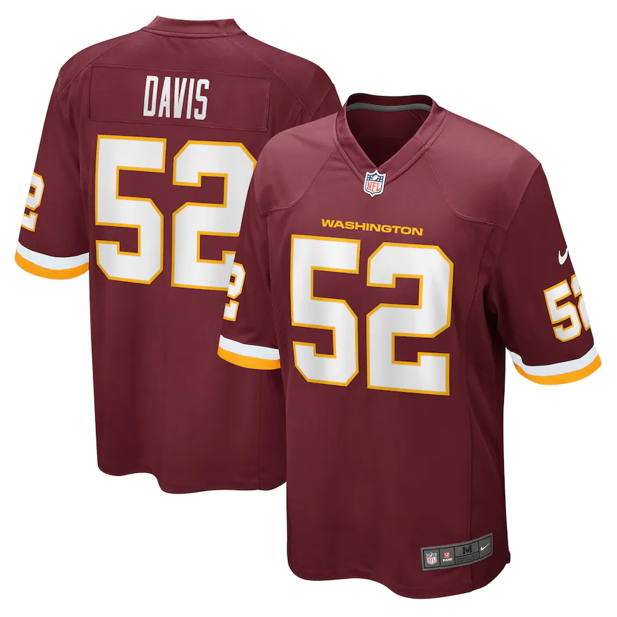 Mens Washington Football Team #52 Jamin Davis Nike Burgundy 2021 NFL Draft First Round Pick Game Jersey